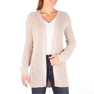 Members Mark Open-Front Cardigan Knit Sweater Oatmeal/tan woman’s  size medium
